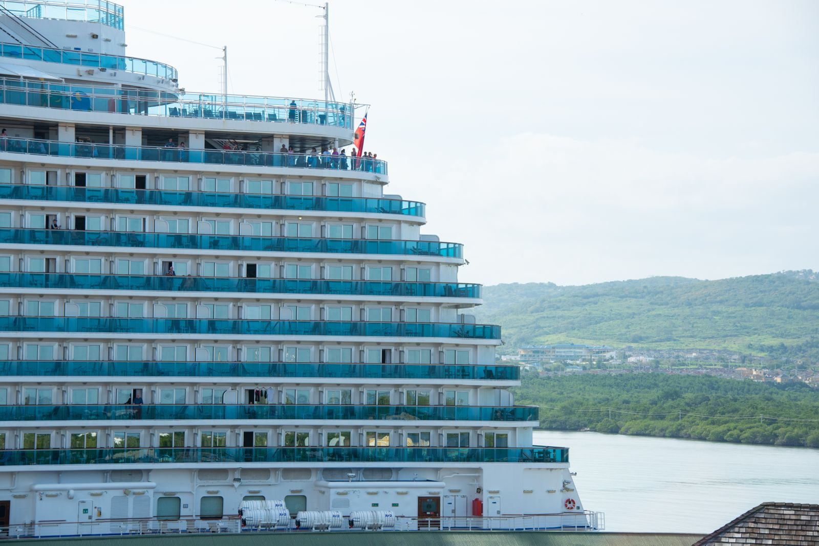 Rows of balcony cabins on a cruise ship, the kind of block that group cruise rates cover